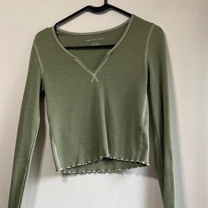 American eagle cropped green ribbed too